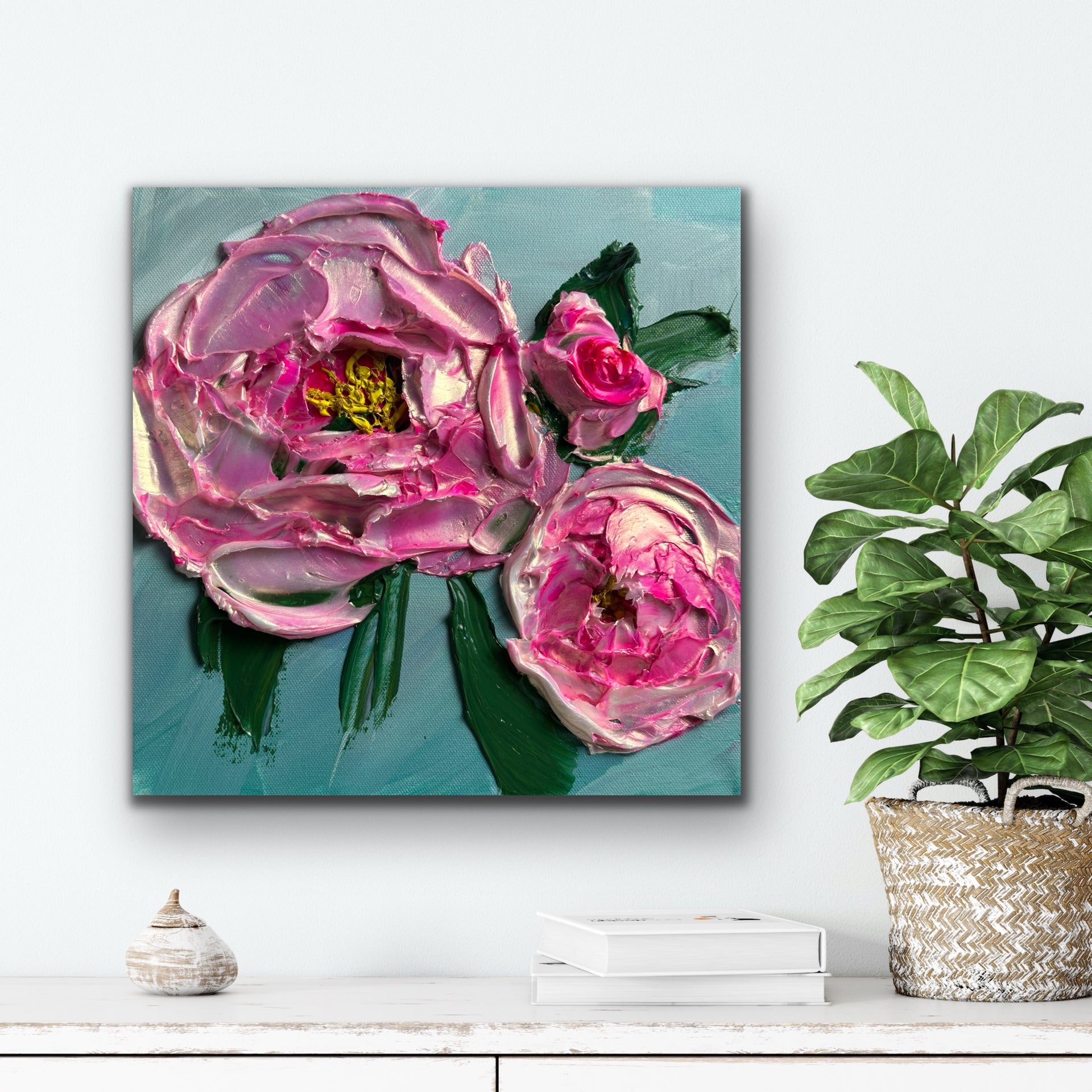 Impasto Pink Peonies by Sharon West Fine Art