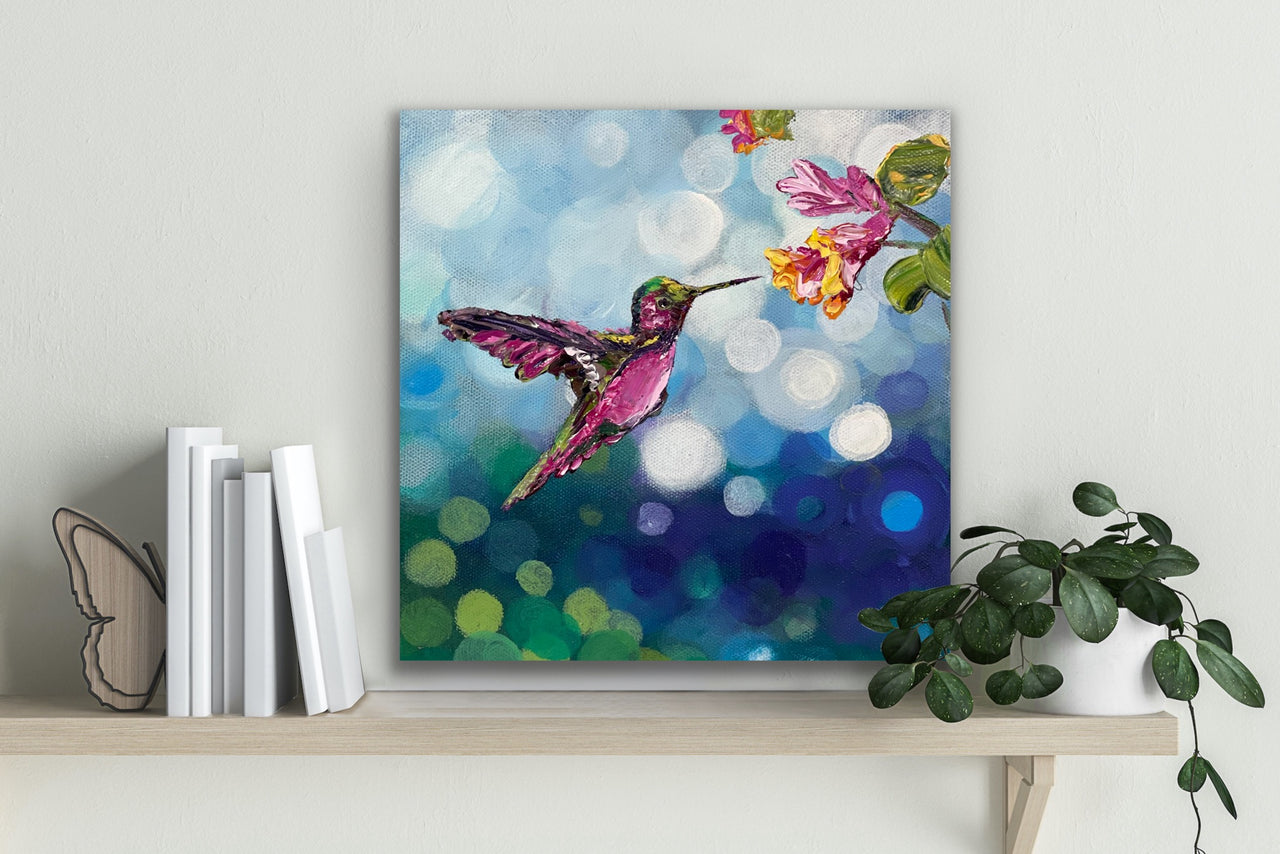 "Humming Along"- Hand Embellished Canvas Giclee Reproduction