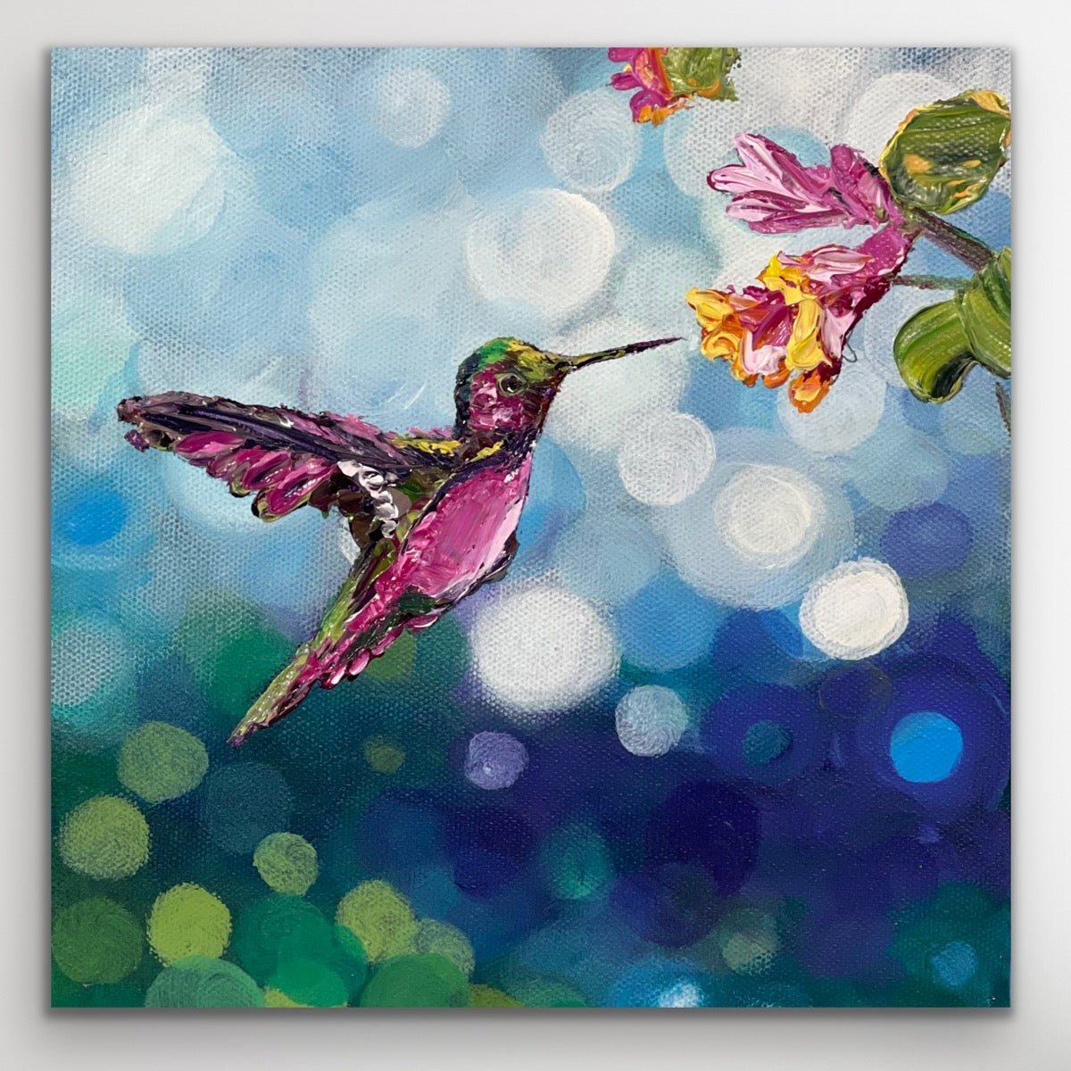 "Humming Along"- Hand Embellished Canvas Giclee Reproduction