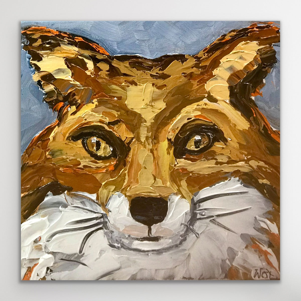 Facing Fox"- Hand Embellished Canvas Giclee