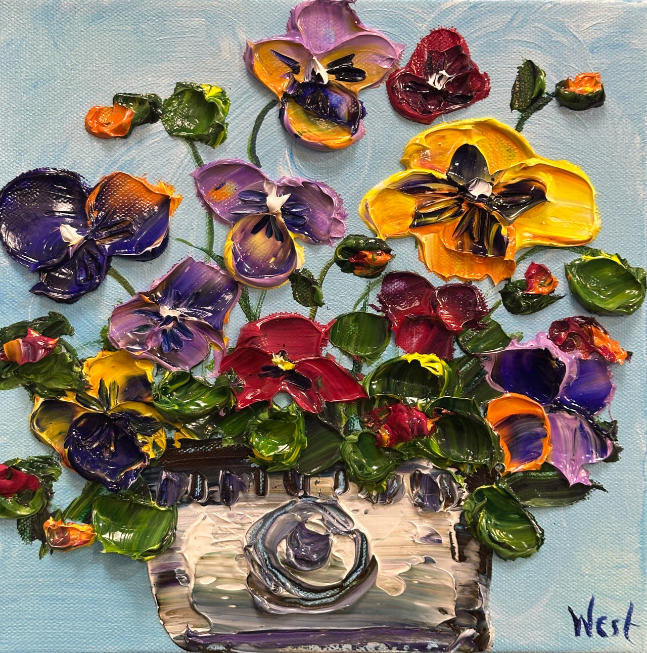 Original impasto palette knife painting by award-winning artist Sharon West