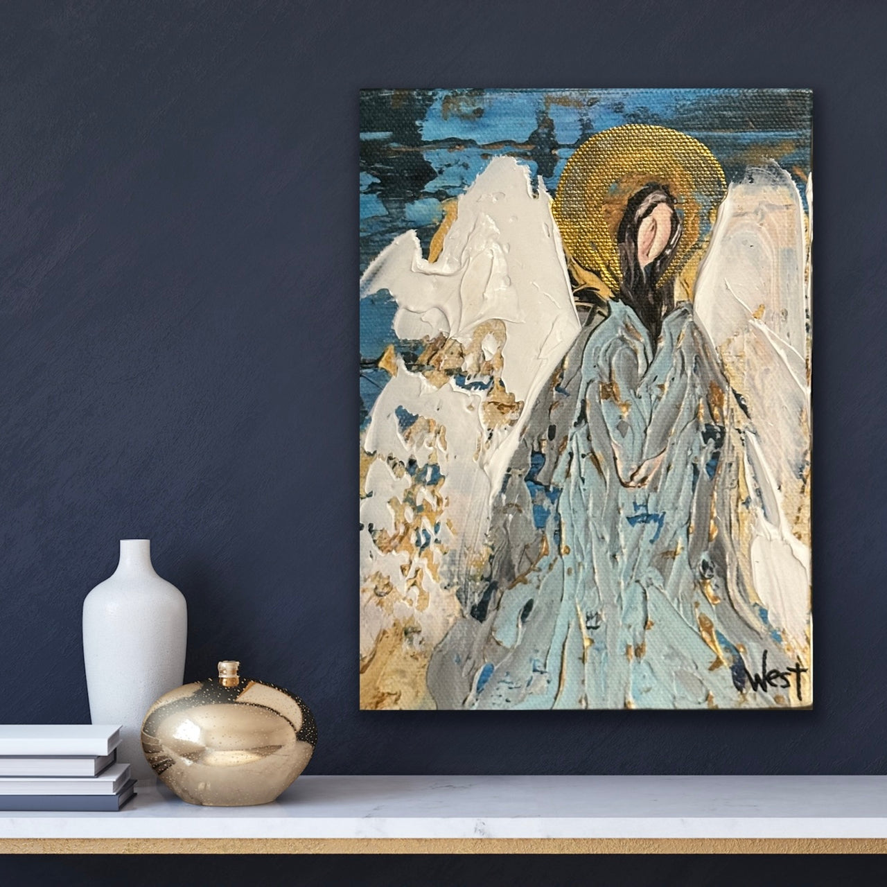 Angel to Watch Over You - Hand Embellished and Signed Canvas Reproduction