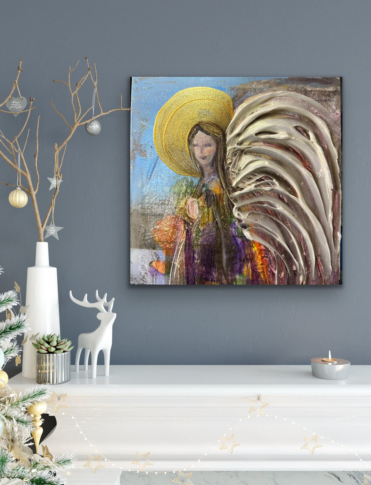 "Heaven in Her Wings"- Hand embellished and signed reproduction