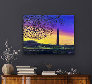 Washington Monument at dusk painting