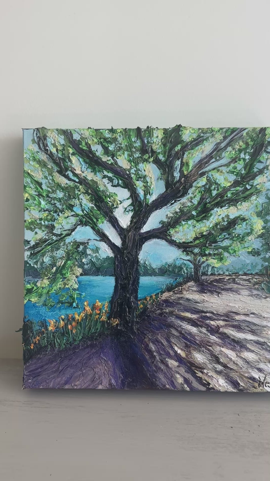 close up video of  a tree with shadows painting